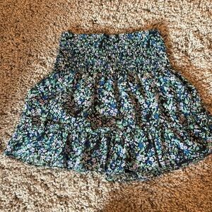 Girls Blue Floral Skirt